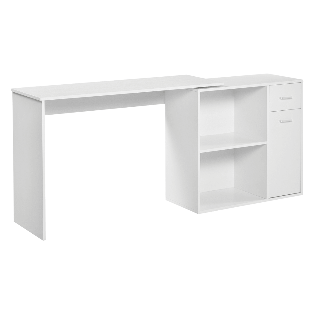 L-Shaped Rotating Computer Desk with 360° Rotation in White for Optimal Space Utilization - JP Haus