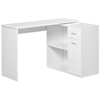 L-Shaped Rotating Computer Desk with 360° Rotation in White for Optimal Space Utilization - JP Haus