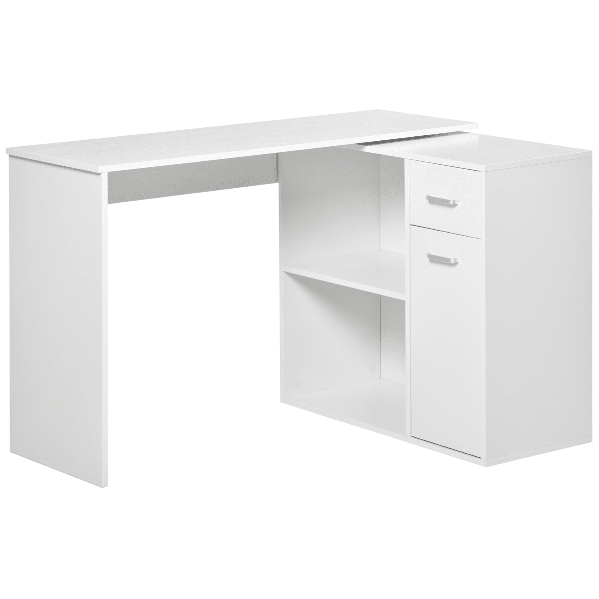 L-Shaped Rotating Computer Desk with 360° Rotation in White for Optimal Space Utilization - JP Haus