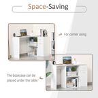 L-Shaped Rotating Computer Desk with 360° Rotation in White for Optimal Space Utilization - JP Haus