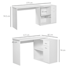 L-Shaped Rotating Computer Desk with 360° Rotation in White for Optimal Space Utilization - JP Haus