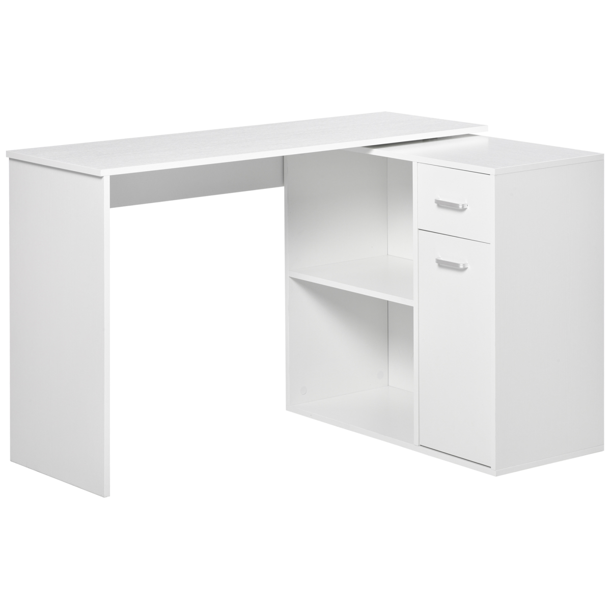 L-Shaped Rotating Computer Desk with 360° Rotation in White for Optimal Space Utilization - JP Haus