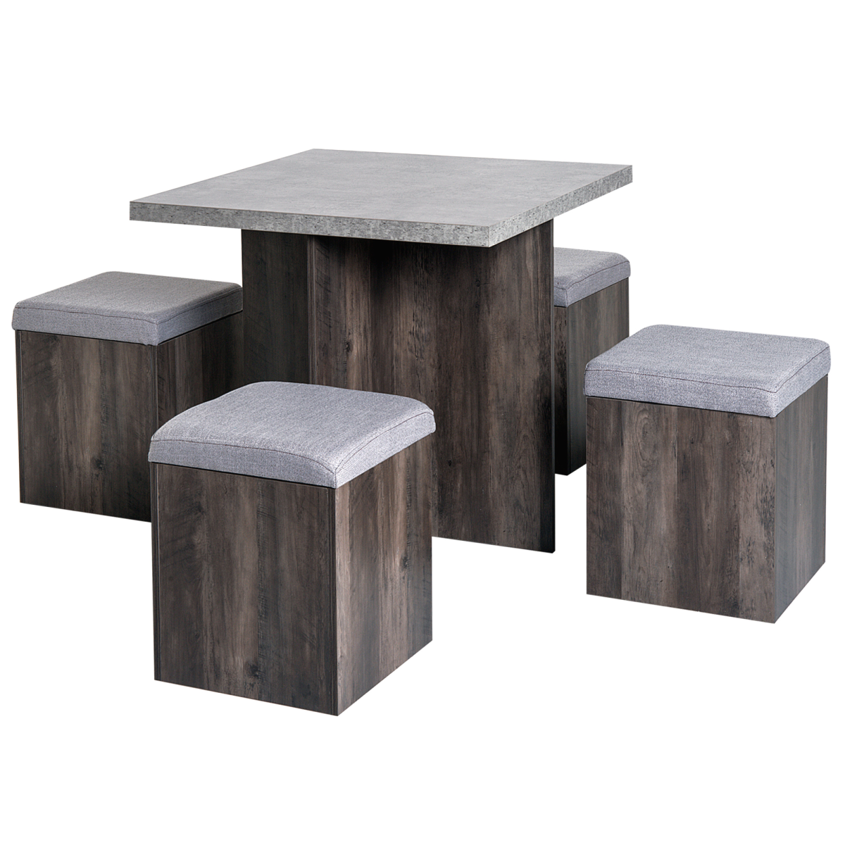 5-Piece Garden Dining Table Set – Grey - JP Haus