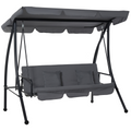 2-in-1 Patio Swing Chair & Lounger – 3-Seater, Dark Grey - JP Haus