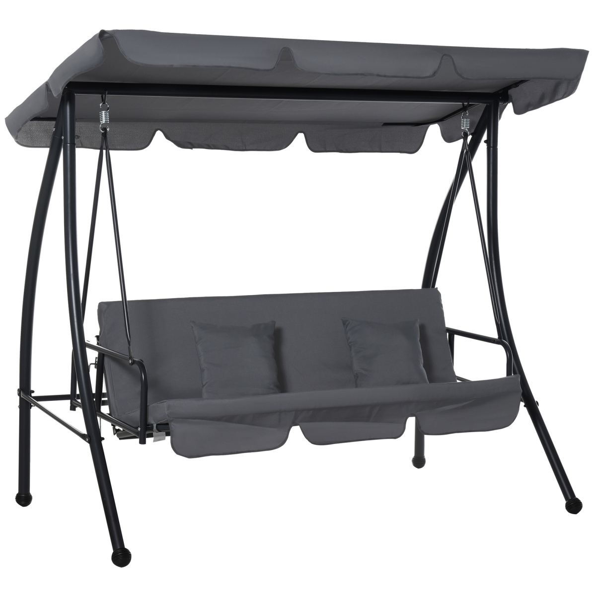 2-in-1 Patio Swing Chair & Lounger – 3-Seater, Dark Grey - JP Haus