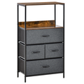 4-Drawer Fabric Storage Chest with Open Shelves – Black - JP Haus