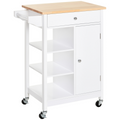 White MDF Kitchen Storage Trolley with Drawer & Shelves - JP Haus
