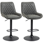 Set of 2 Adjustable Swivel Bar Stools – Grey PU Leather - JP Haus