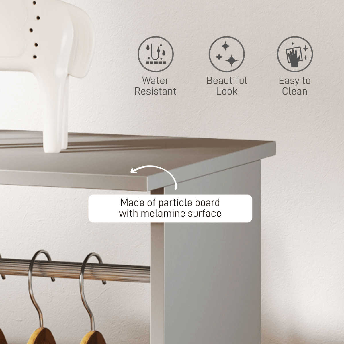 Mobile Wardrobe on Wheels – Double Rail in Grey - JP Haus