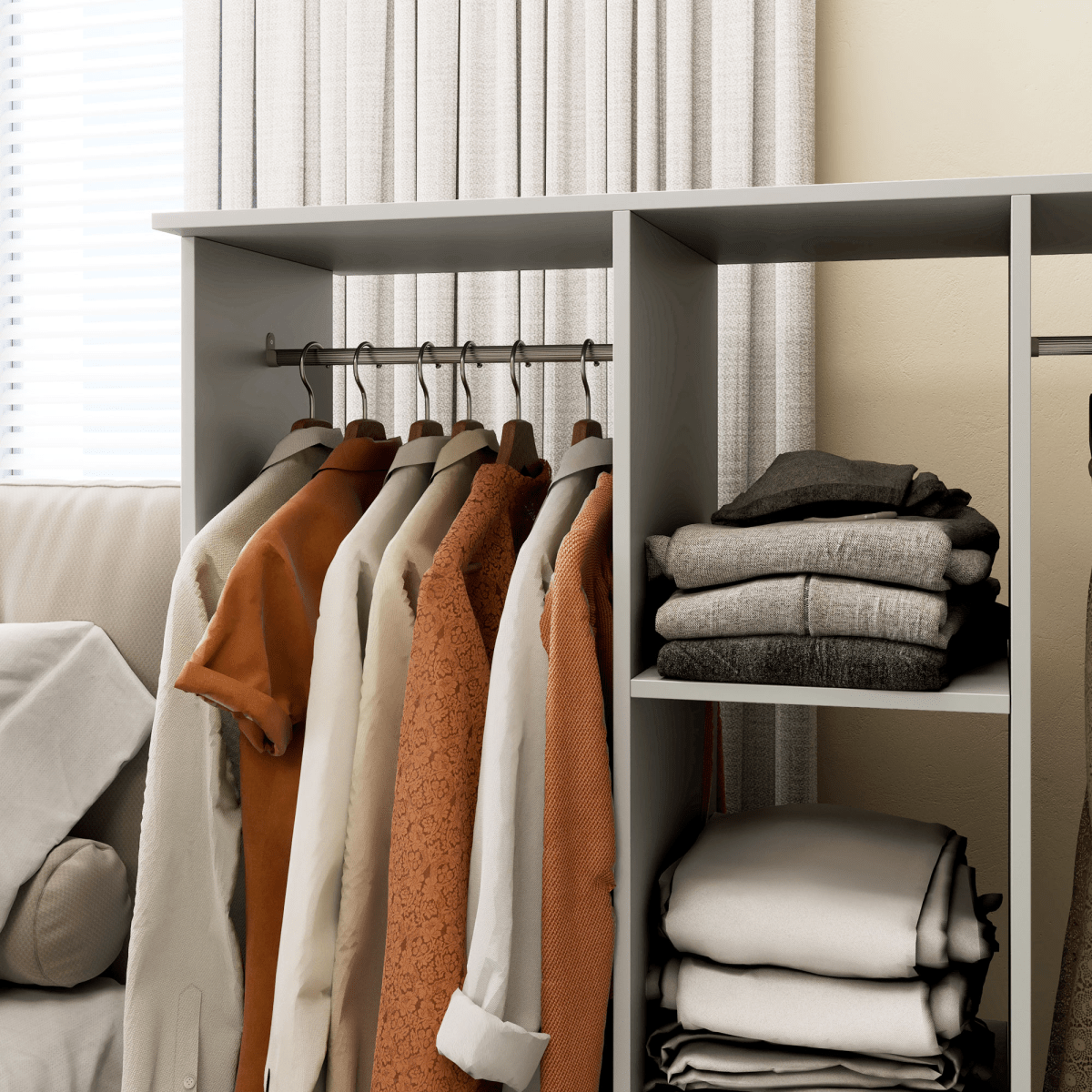 Mobile Wardrobe on Wheels – Double Rail in Grey - JP Haus