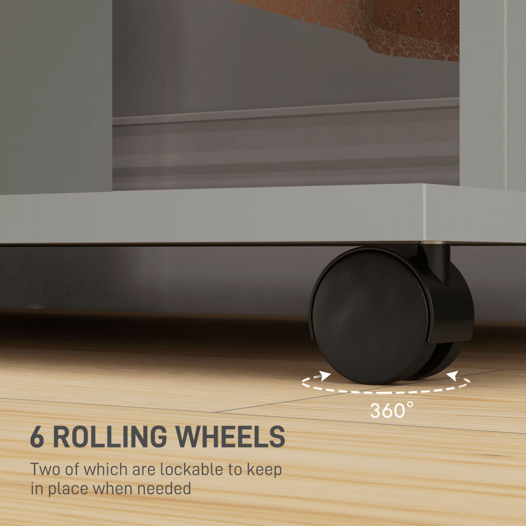 Mobile Wardrobe on Wheels – Double Rail in Grey - JP Haus