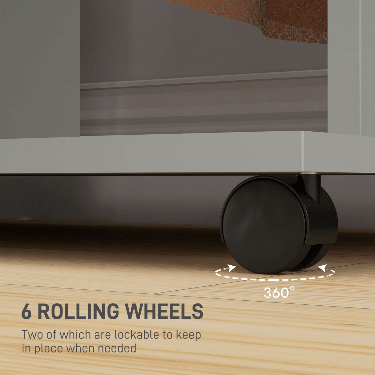 Mobile Wardrobe on Wheels – Double Rail in Grey - JP Haus