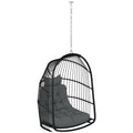 Outsunny Rattan Egg Chair with Installation Kit, Indoor Outdoor Swing Chair - JP Haus