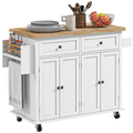 Rolling Kitchen Island Cart with Black Rubberwood Top and Storage Solutions - JP Haus