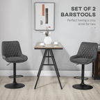 Set of 2 Adjustable Swivel Bar Stools in Grey PU Leather - JP Haus
