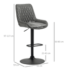 Set of 2 Adjustable Swivel Bar Stools in Grey PU Leather - JP Haus