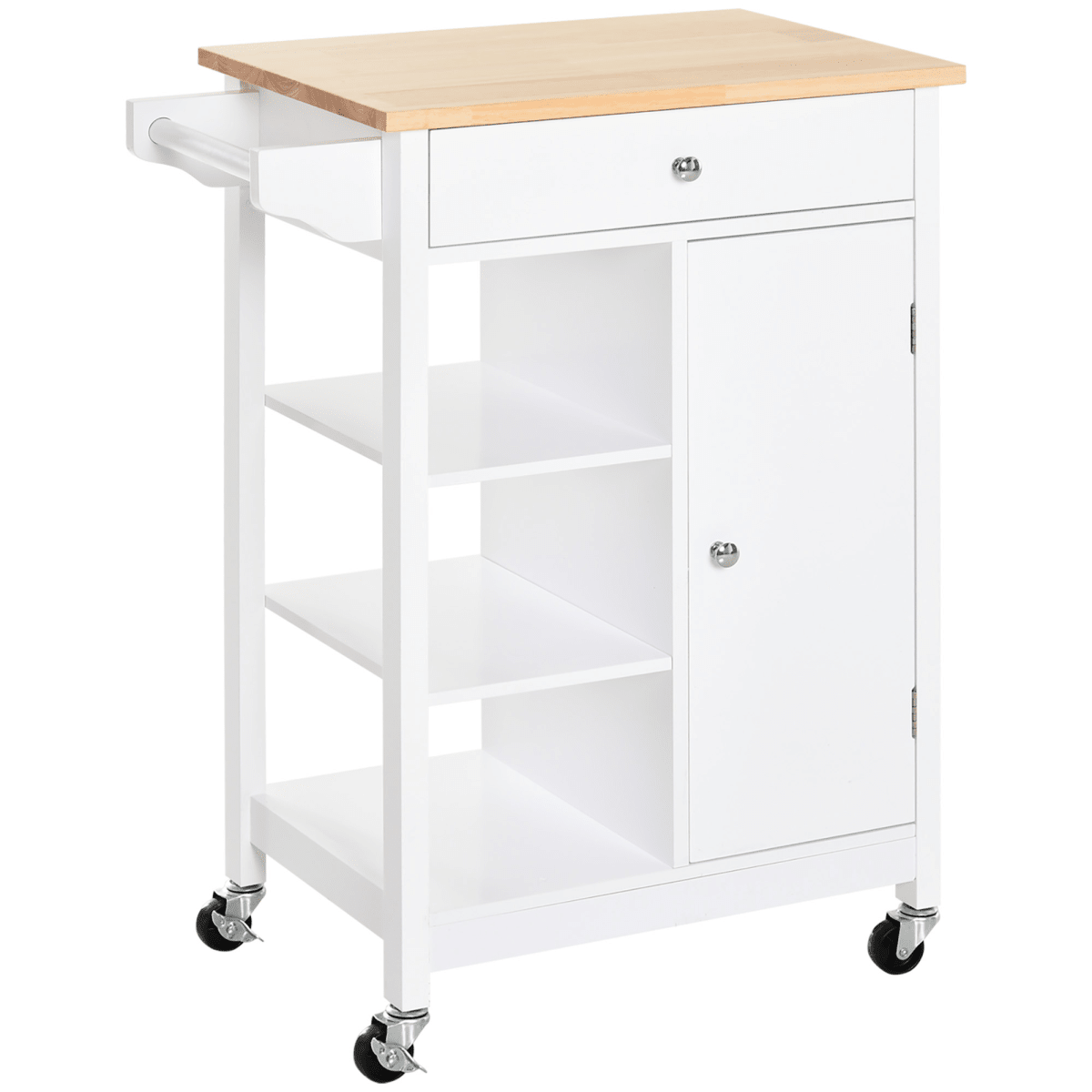 White Kitchen Storage Trolley with Drawer & Shelves - JP Haus